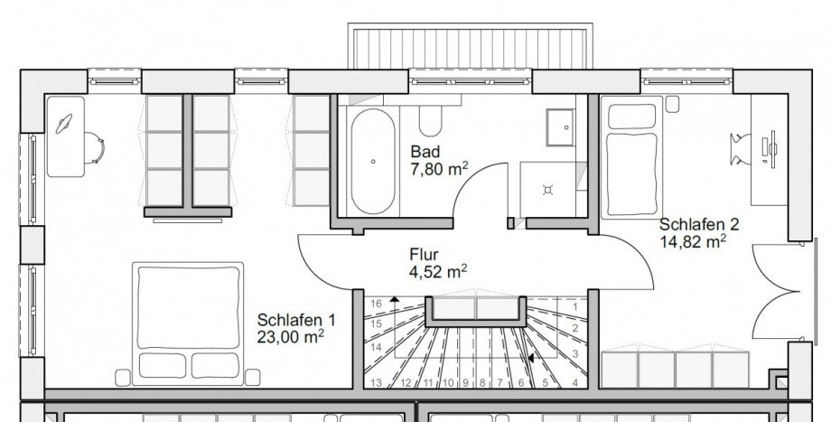 Grundriss OG Doppelhaush�lfte M�nchen