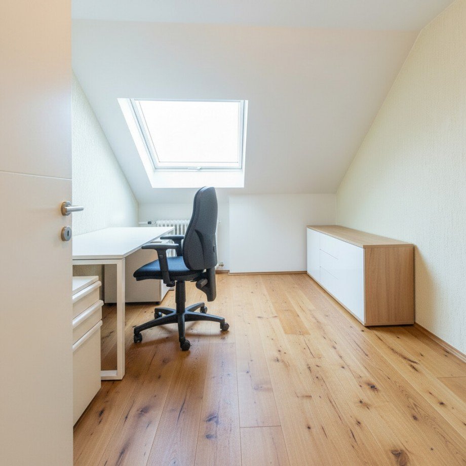 Dieses Beispielbild wurde mit KI erstellt: Beispiel Umbau B�ro Dachgeschosswohnung Bischofsheim