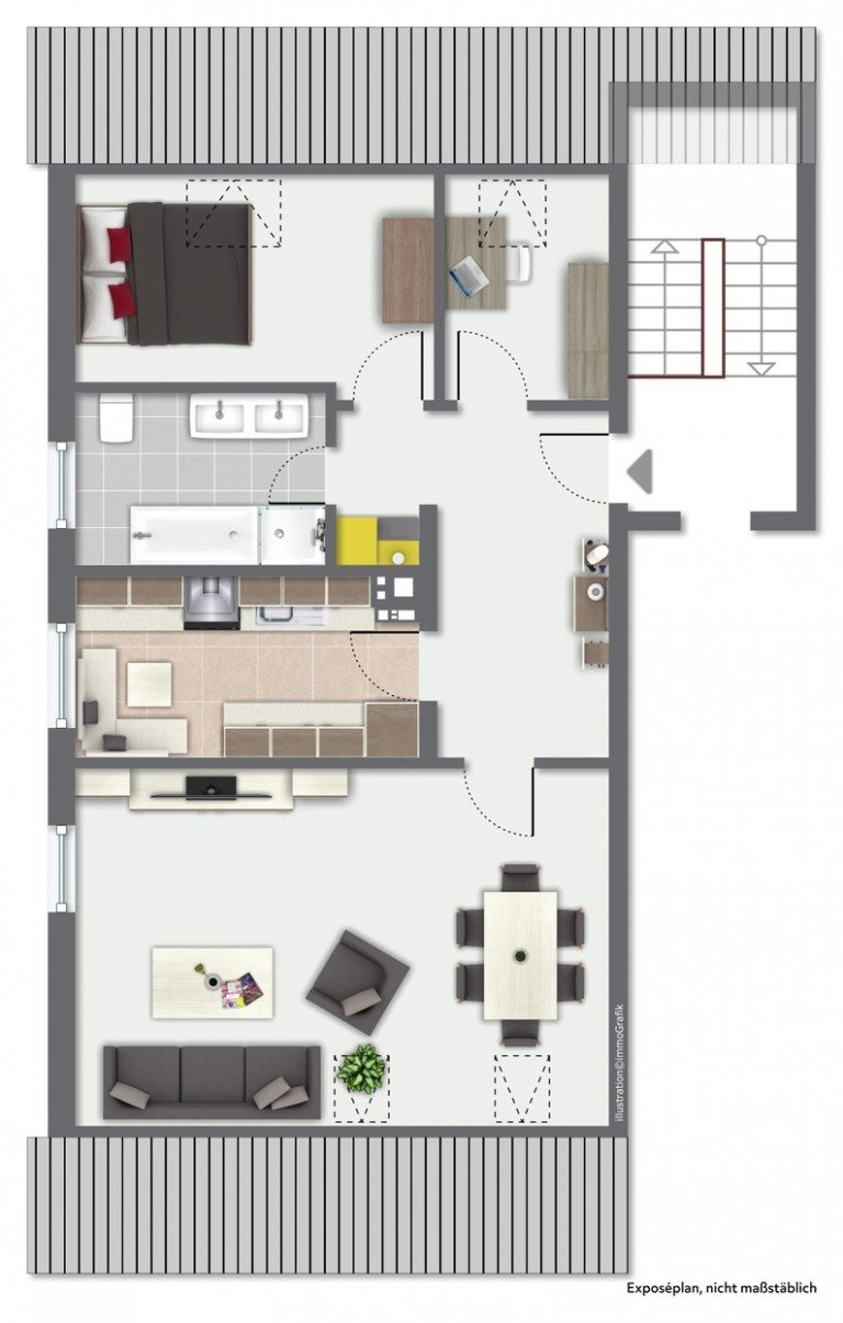 Grundriss Bischofsheim Dachgeschosswohnung Handwerker, oder Heimwerker aufgepasst! Diese 3-Zimmer-Wohnung kann Ihr neues Zuhause werden!