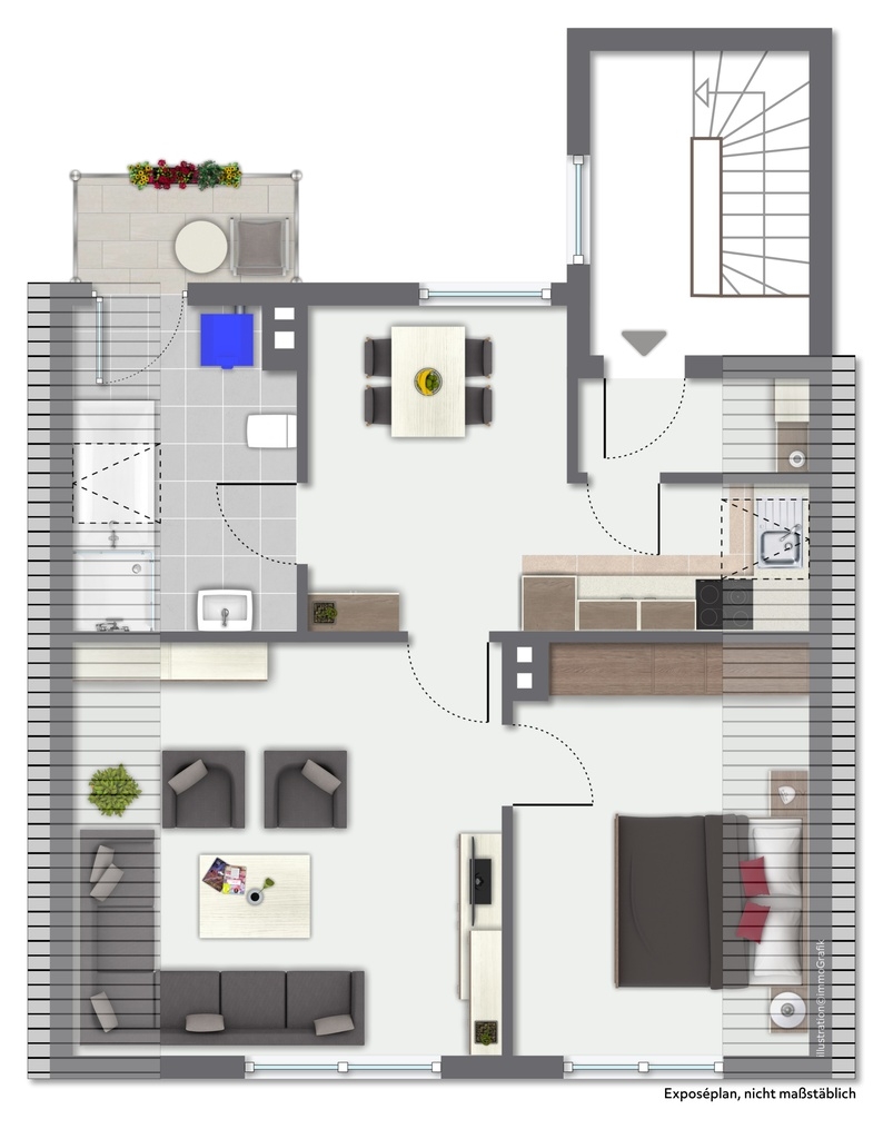 Grundriss Dachgeschoss Mehrfamilienhaus Bischofsheim