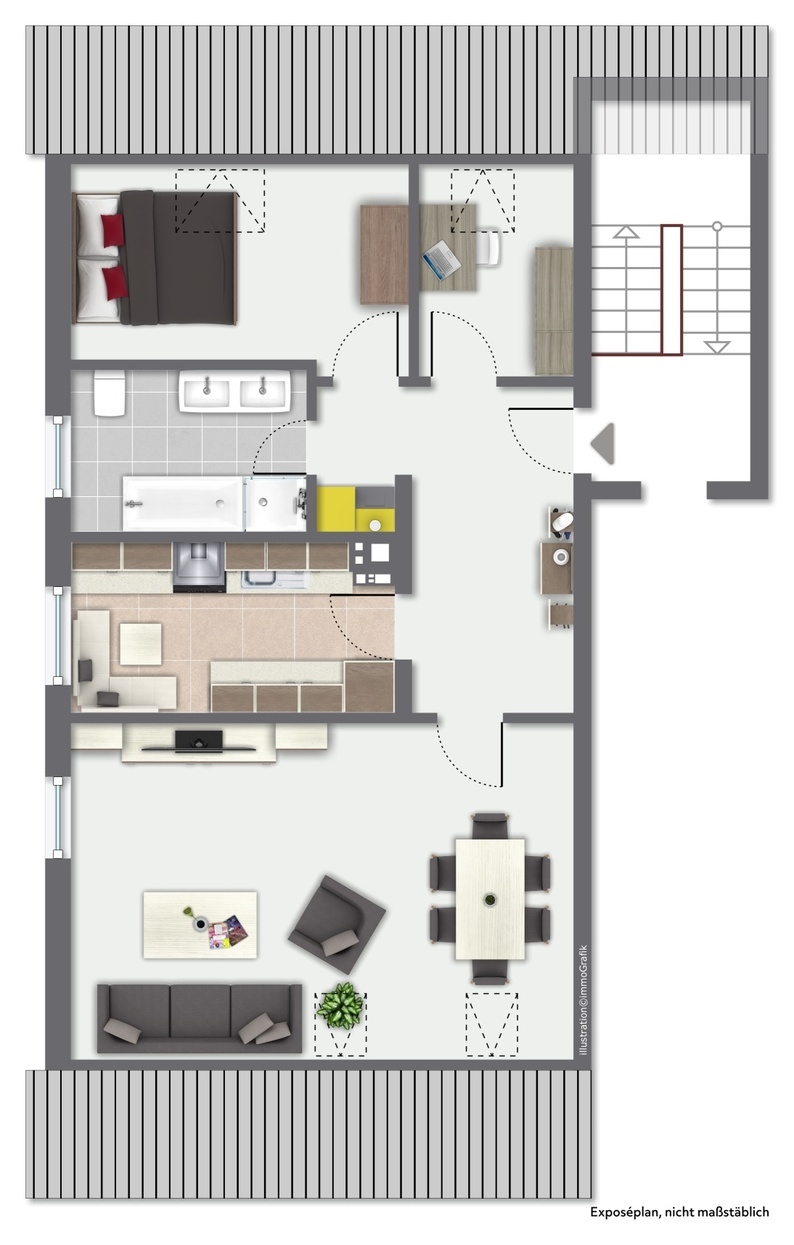 Grundriss Dachgeschosswohnung Bischofsheim