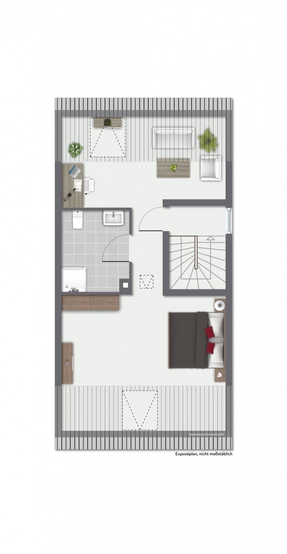 Grundriss Ausbau DG Etagenwohnung Bischofsheim