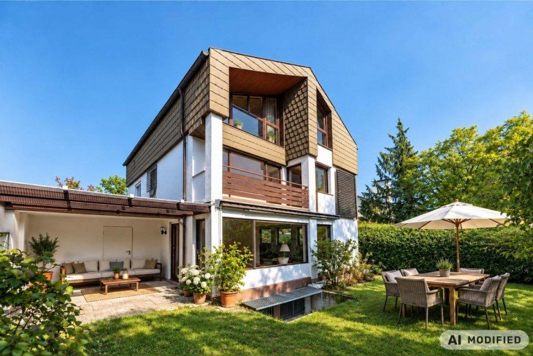 Garten Germering Einfamilienhaus Provisionsfrei: Gepflegtes Einfamilienhaus mit besonderem Charme, Einliegerwohnung und S�dgarten.