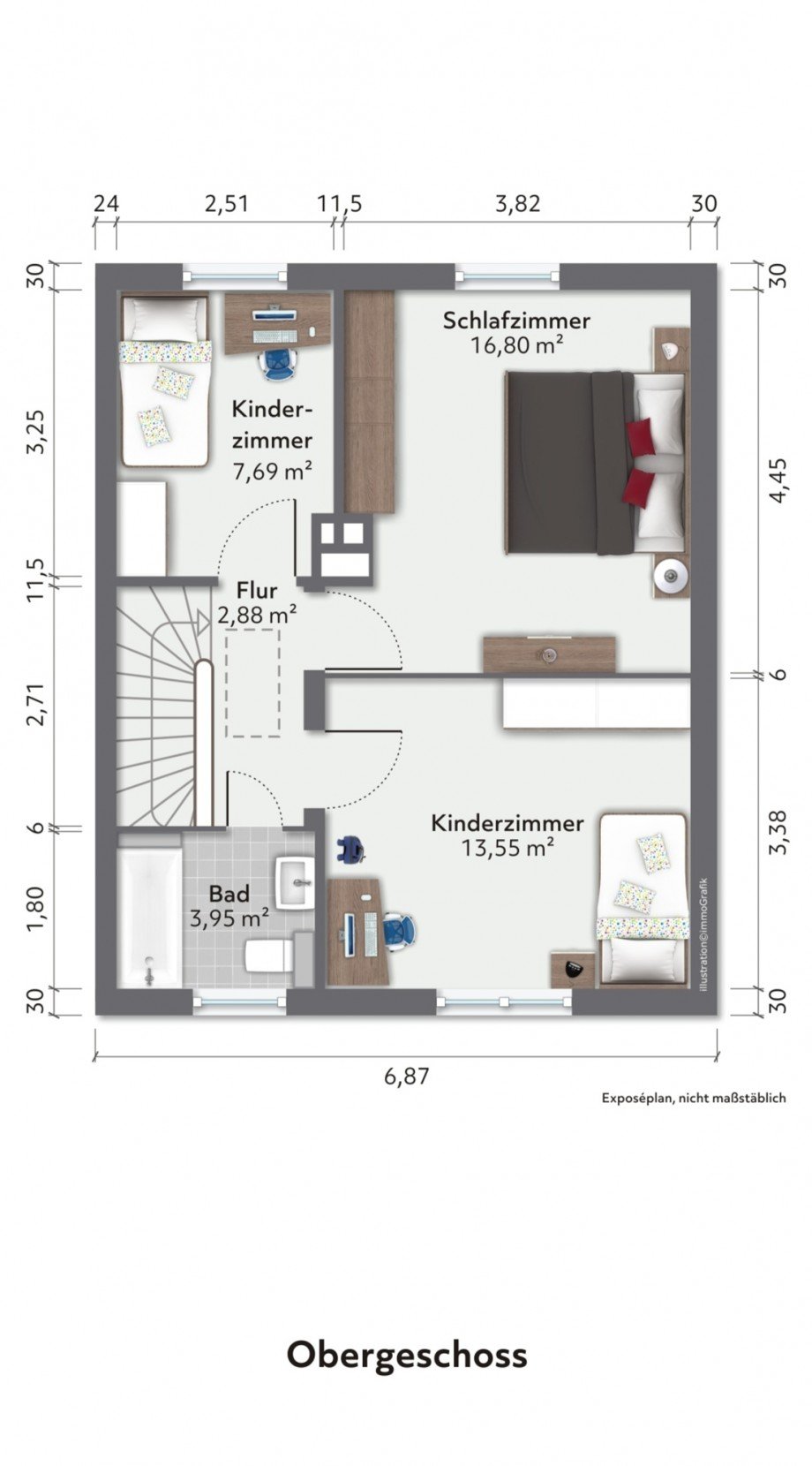 Grundriss Obergeschoss m�bliert_DHH Herschelstr. 16, Wiesbaden Doppelhaush�lfte Wiesbaden / Wiesbaden Nordost