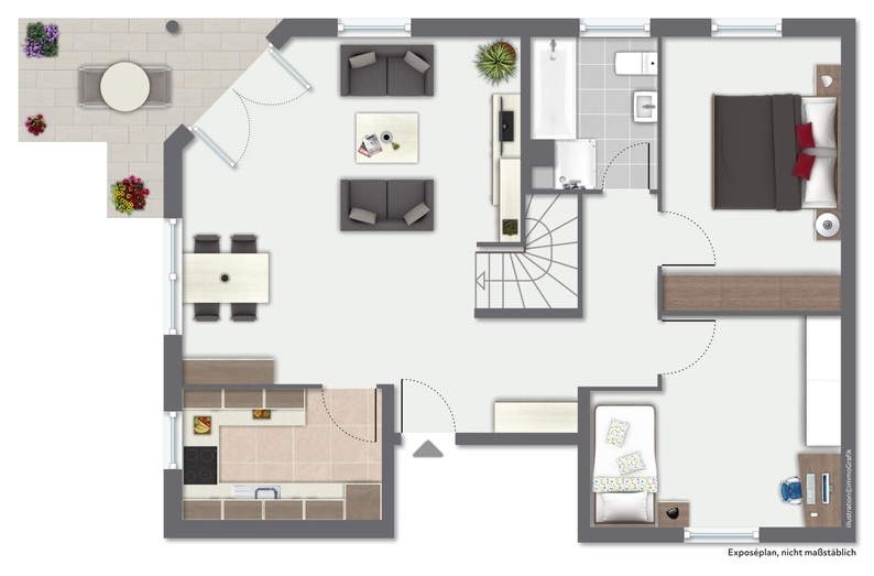 Grundriss Obergeschoss Maisonettewohnung Bischofsheim