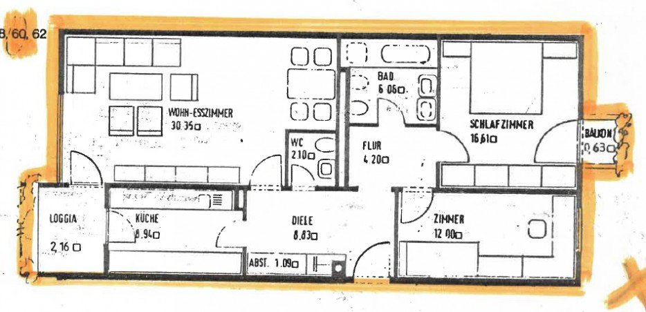 Grundriss Bautr�gerprospekt Etagenwohnung M�nchen