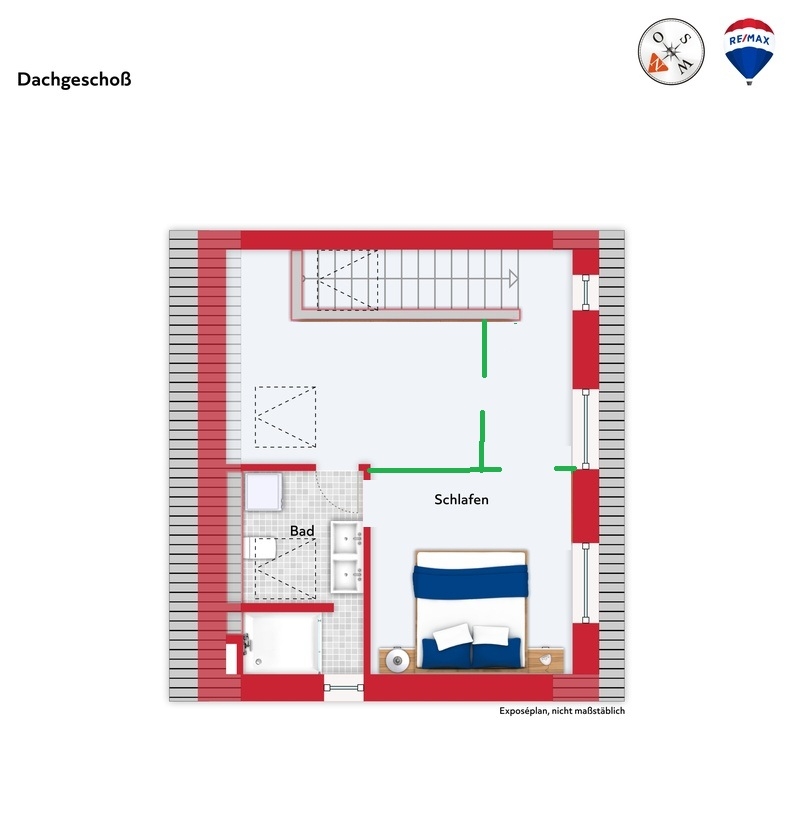 Grundriss DG - Zwei Zimmer Erdgeschosswohnung M�nchen