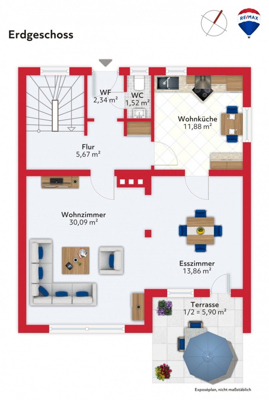 EG Grundriss Doppelhaush�lfte Solln